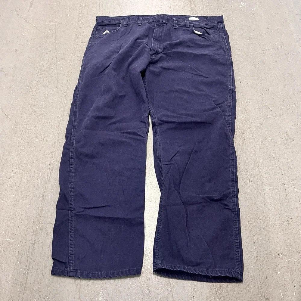 Bulwark FR Navy Flame Resistant Work Pants 46 x 32 12 APTV Arc Rated Made Mexico